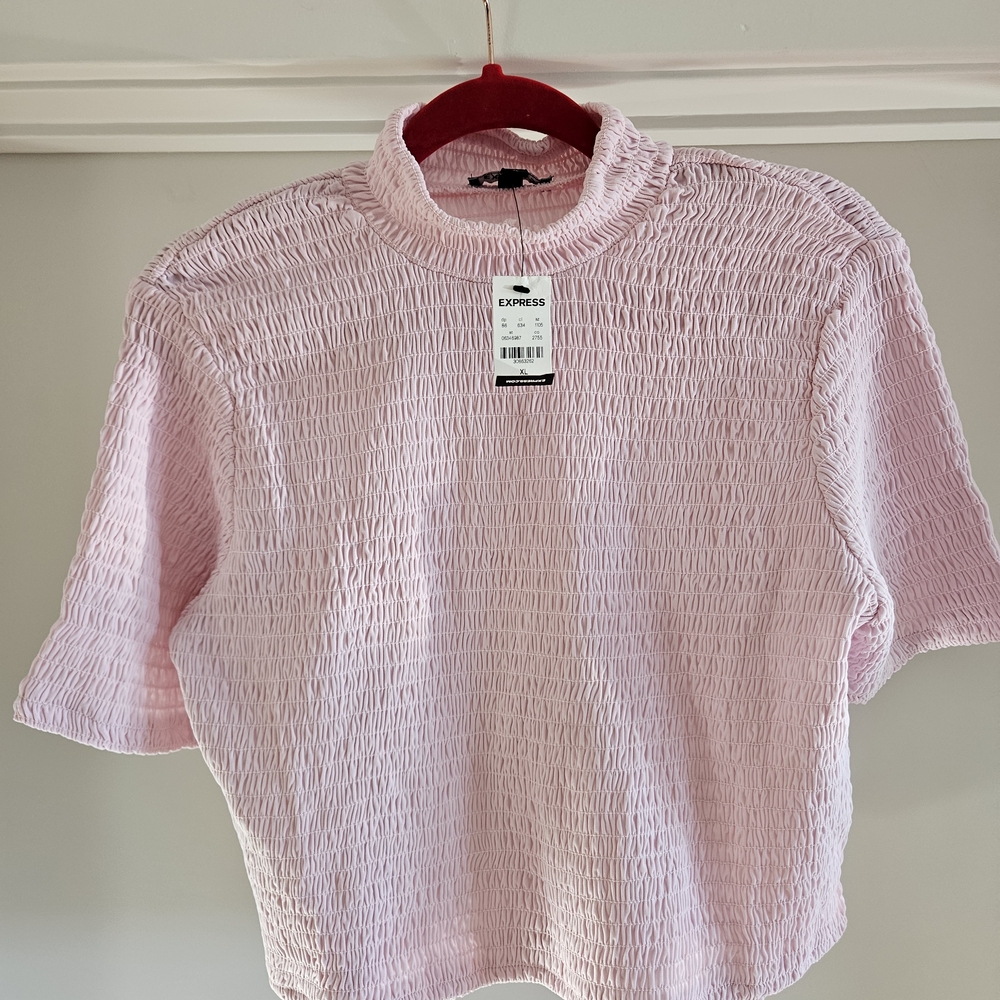 Express Light Pink Textured Blouse